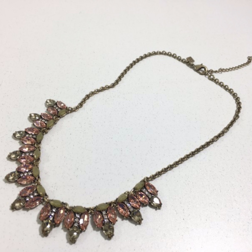 Banana Republic Pink Rhinestone Goldtone Necklace